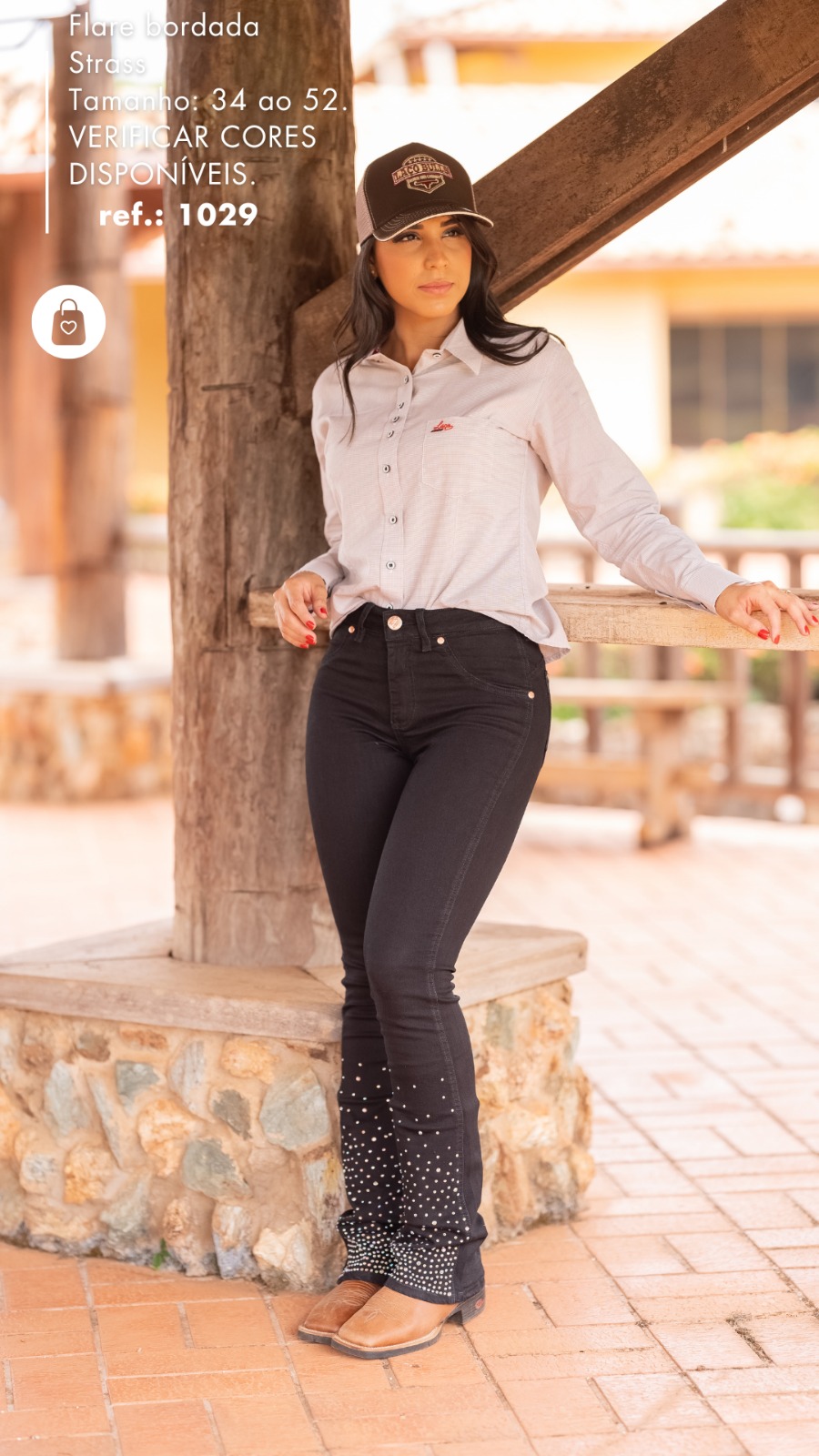 Calça Jeans Flare Feminina com Strass – Luxo e Brilho Country